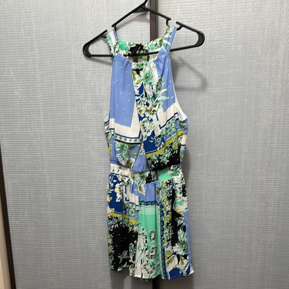 Floral Blue and Green Women's Dress